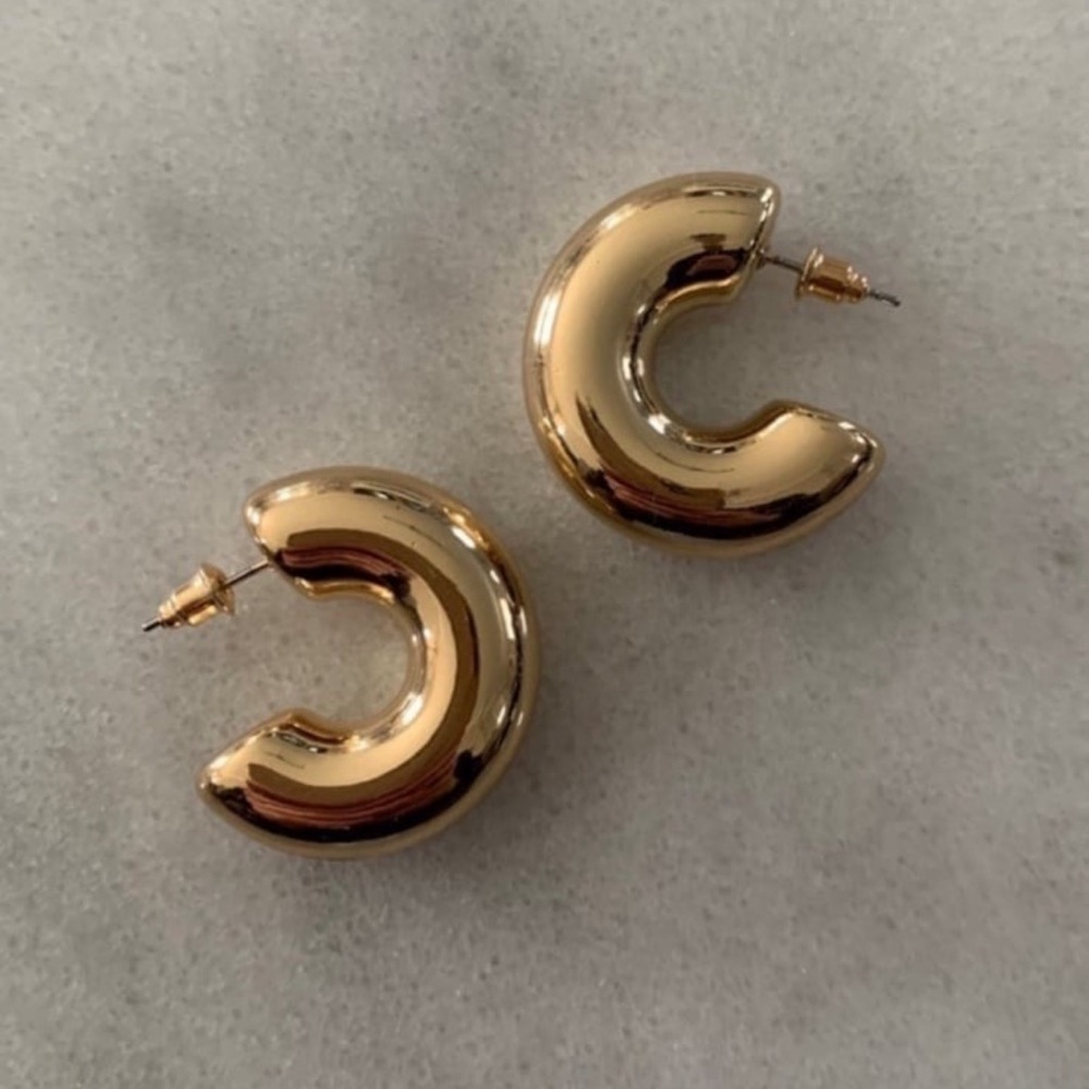 Gold Chunky Hoop Earrings Brand New
